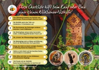 Checkliste für Bau oder Kauf einer kleinen Wildbienen-Nisthilfe